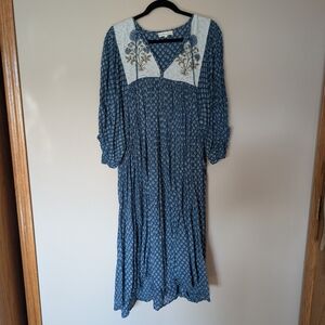 Daughters Of India Blue Floral Women's Dress